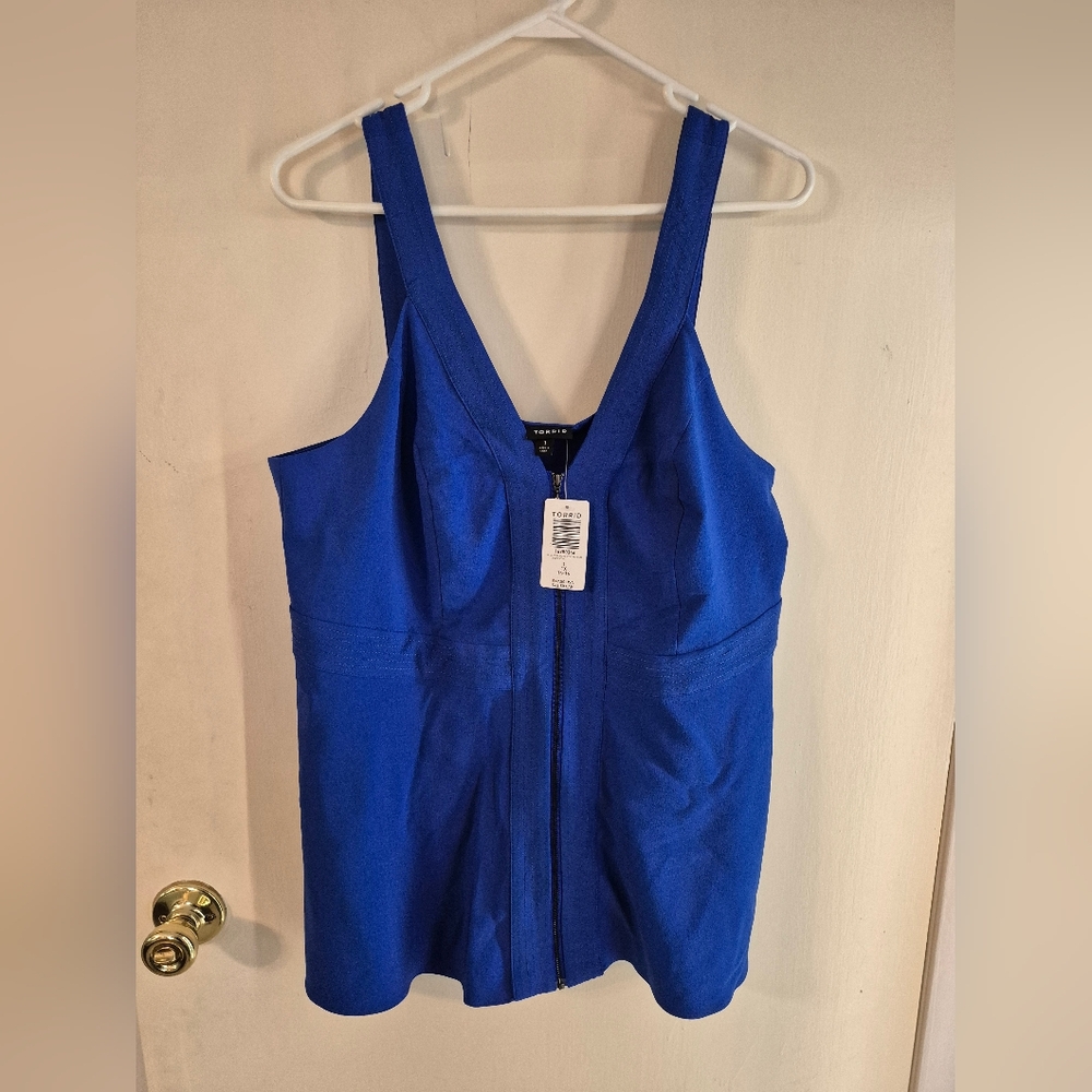 Torrid Blue Sleeveless Peplum Zip Up Top